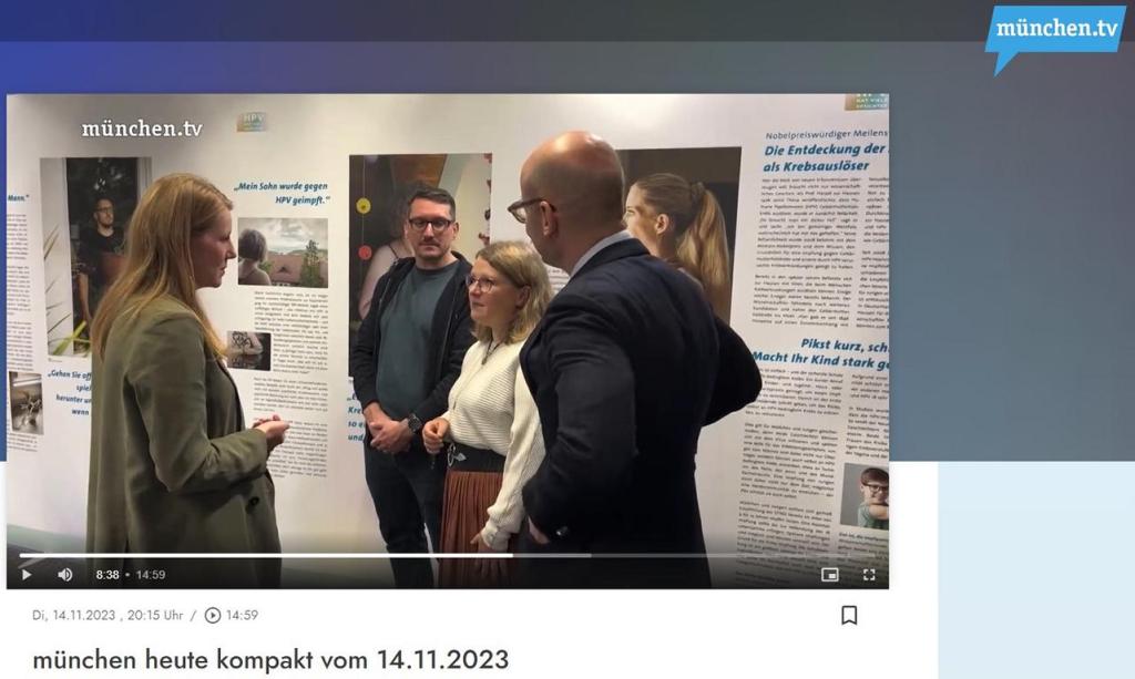 Screenshot des Fernsehbeitrags über die HPV-Ausstellung in München.
